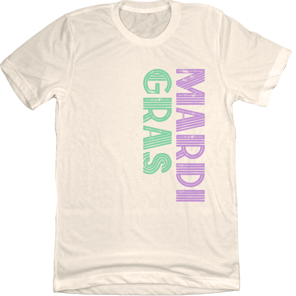 Mardi Gras Art Deco Descending Text Tee Old School Shirts