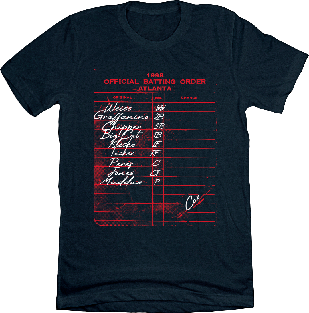 1998 Atlanta Batting Lineup Tee navy T-shirt Old School Shirts