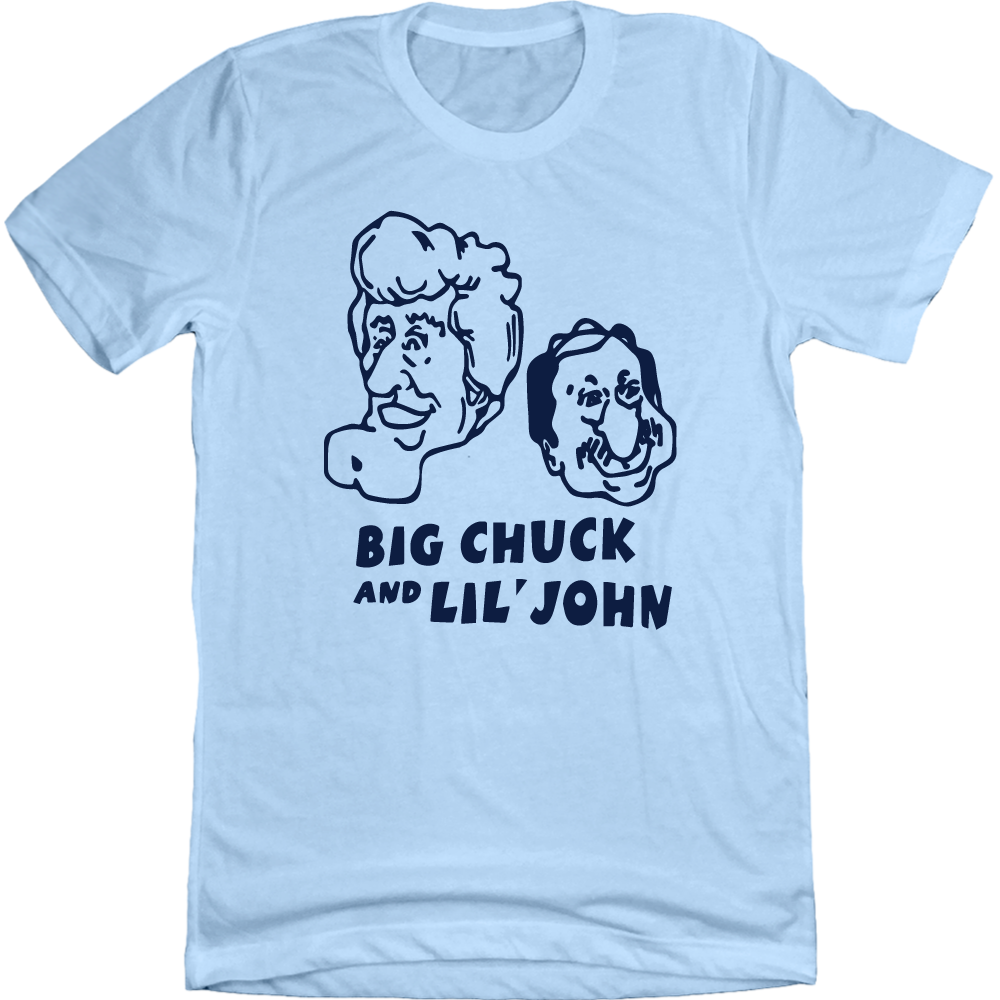 Big Chuck & Lil' John Caricature light blue T-shirt Old School Shirts