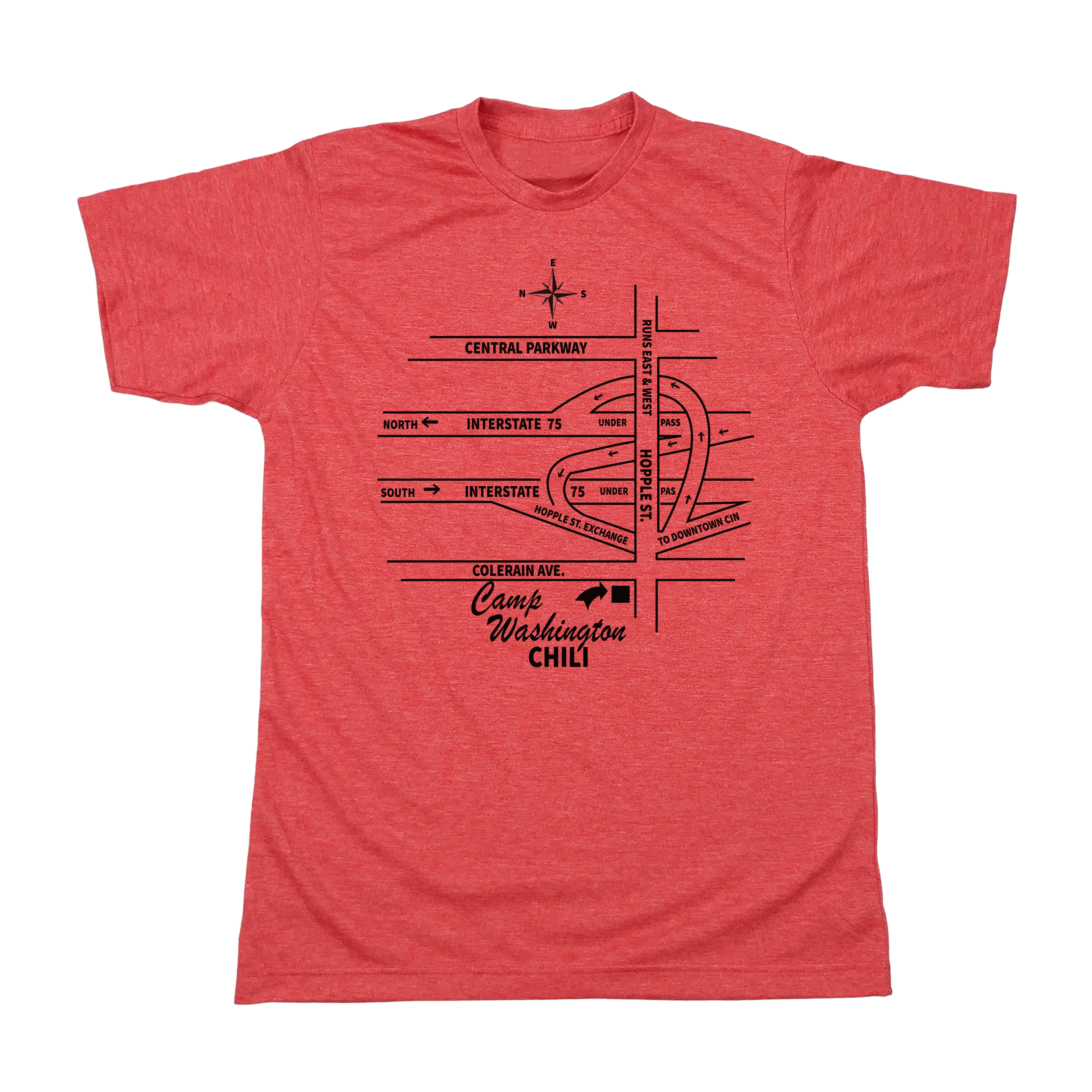 Camp Washington Chili Map Red Tee Old School Shirts