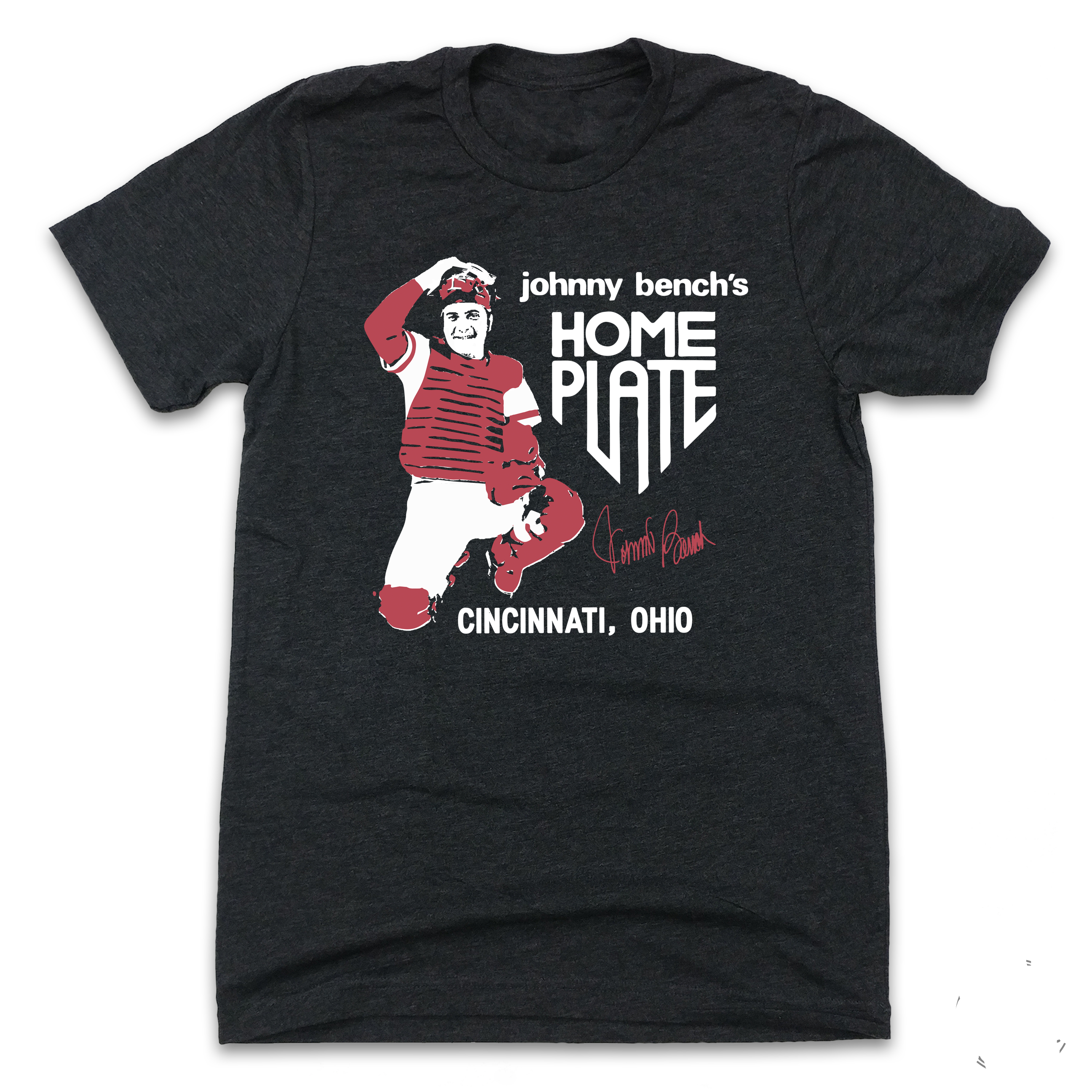 Johnny Bench Home Plate Restaurant Black T-shirt Old School Shirts