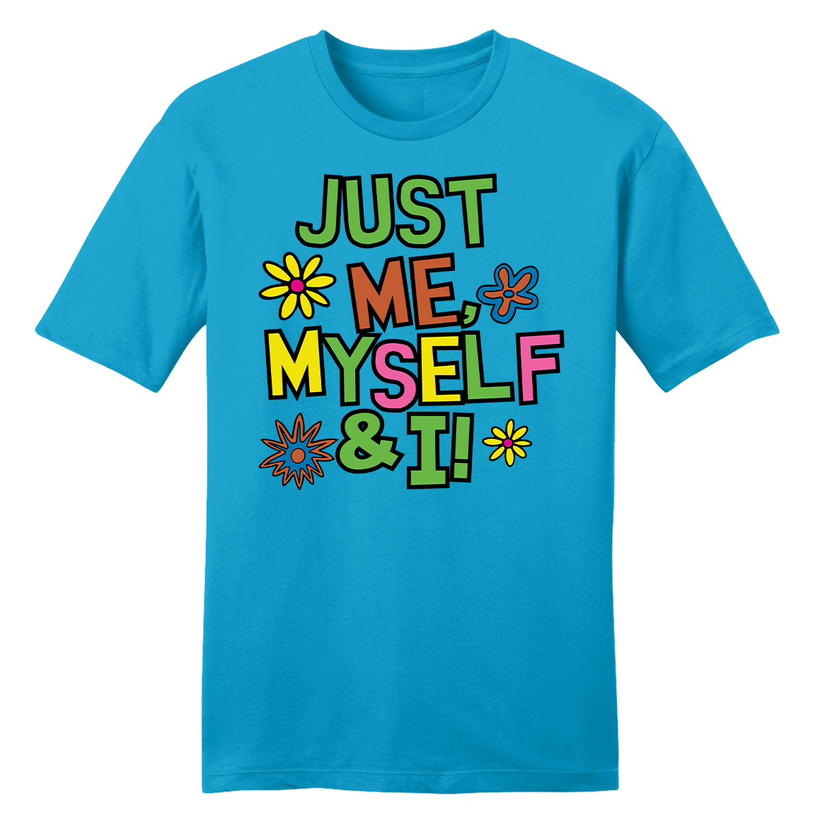 Just Me Myself and I blue T-shirt Old School Shirts