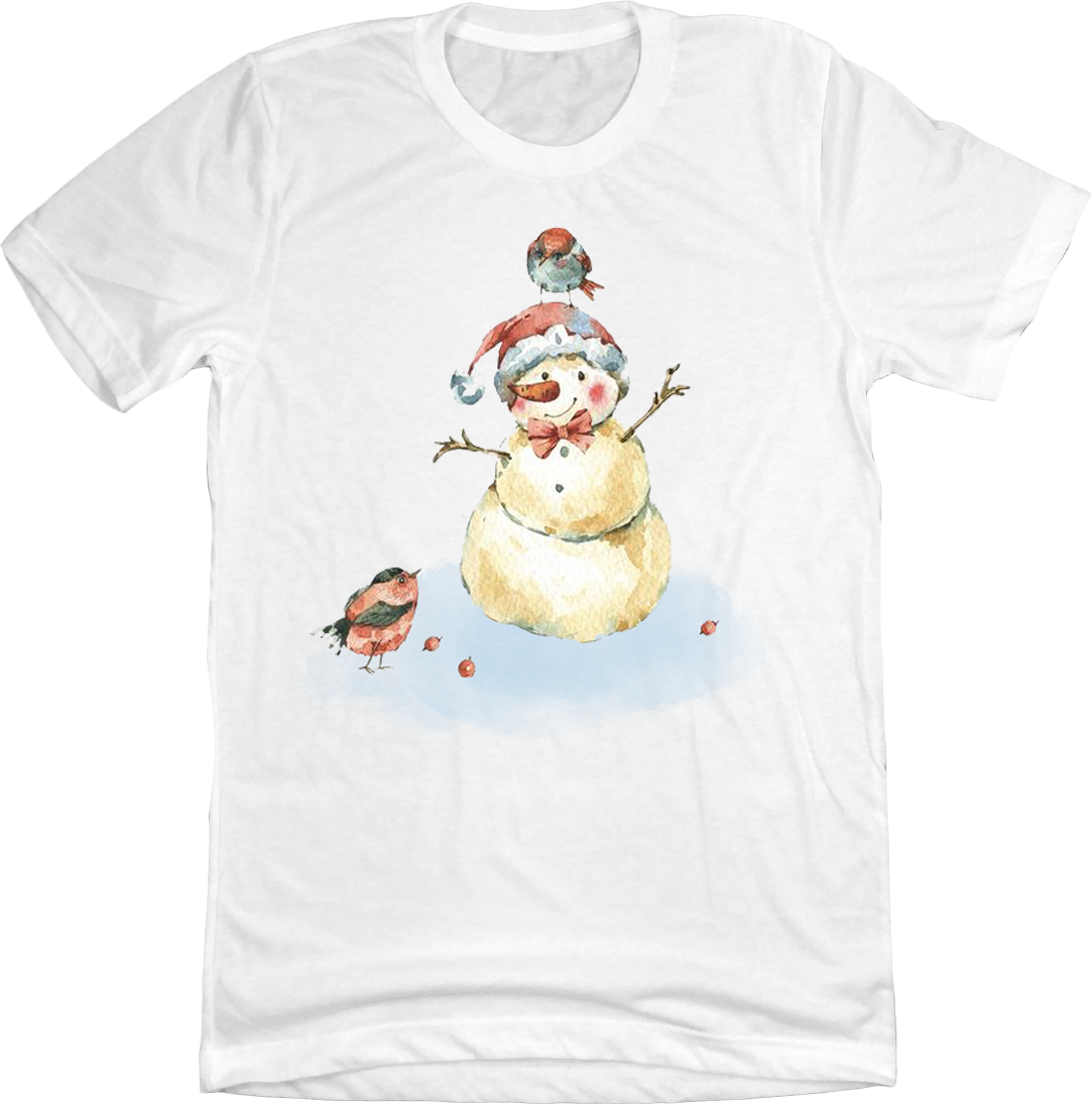 Retro Snowman With Cardinals Tee