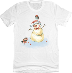 Retro Snowman With Cardinals Tee