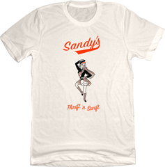 Sandy's Hamburgers Thrift & Swift Natural White T-shirt Old School Shirts