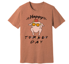 Happy Turkey Day Friends Heathered Autumn Old School Shirts