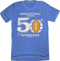 50th Anniversary World Football League Gold Ball T-shirt Old School Shirts