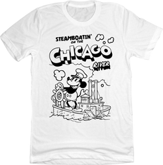 Steamboatin' on the Chicago River Steamboat Willie white Old School Shirts