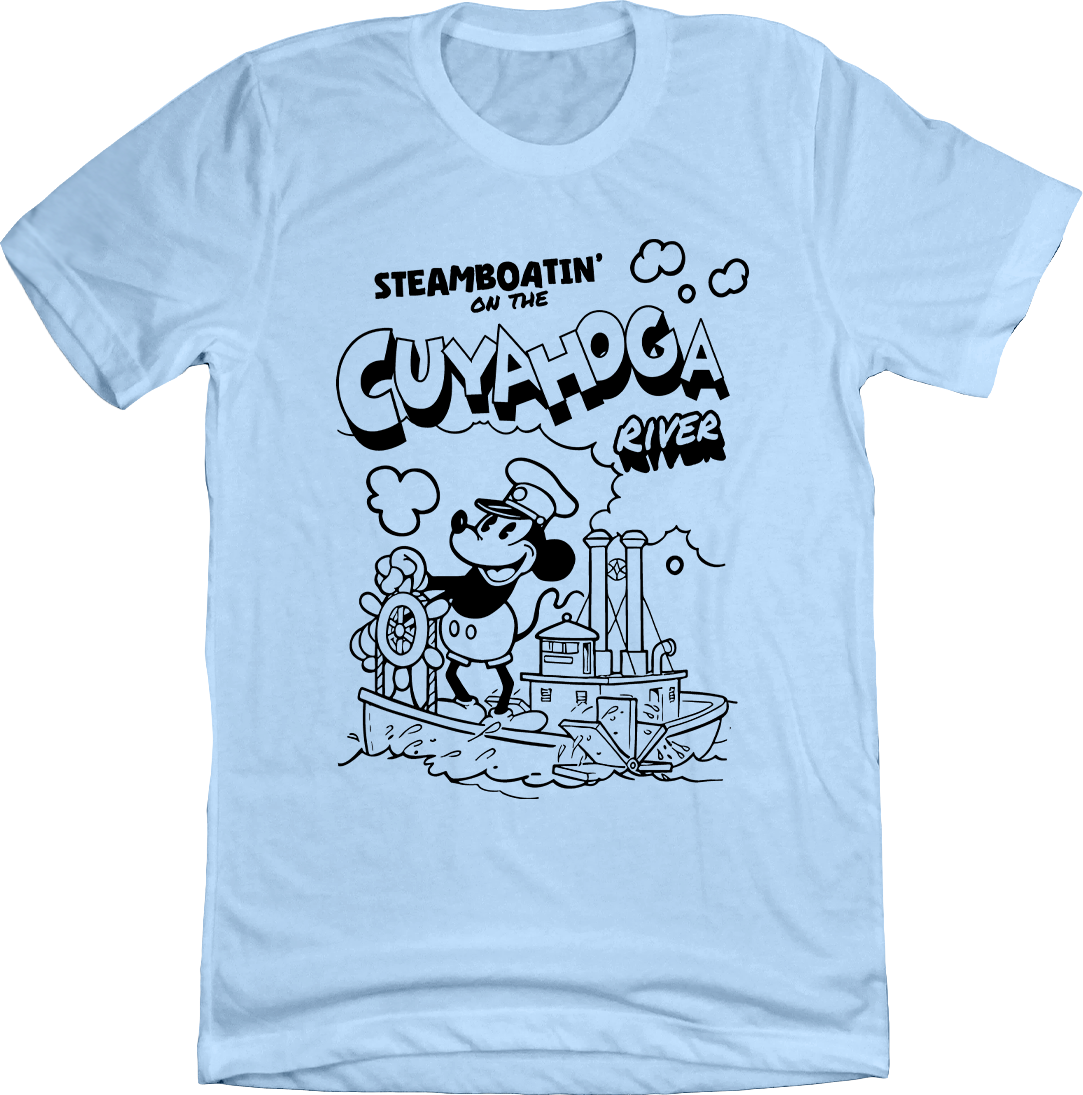 Steamboatin' on the Cuyahoga Steamboat Willie Light Blue Old School Shirts