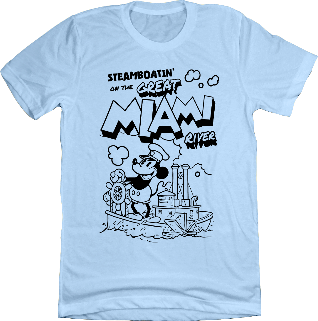Steamboatin' on the Great Miami River Steamboat Willie light blue Old School Shirts