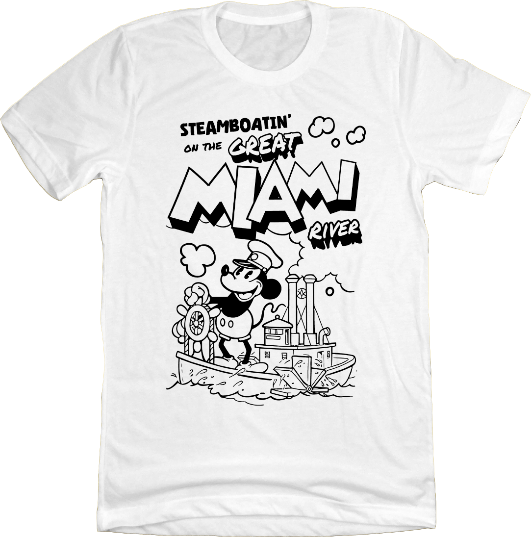 Steamboatin' on the Great Miami River Steamboat Willie white Old School Shirts