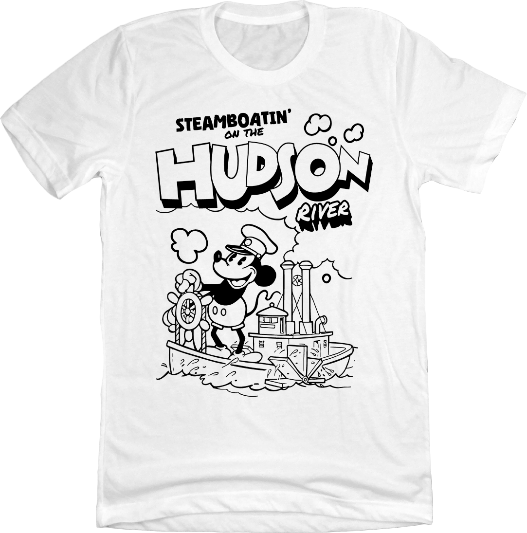 Steamboatin' on the Hudson River Steamboat Willie white Old School Shirts