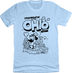 Steamboatin' on the Ohio River Steamboat Willie Light Blue Old School Shirts