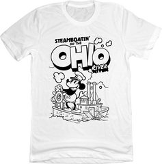 Steamboatin' on the Ohio River Steamboat Willie White Old School Shirts