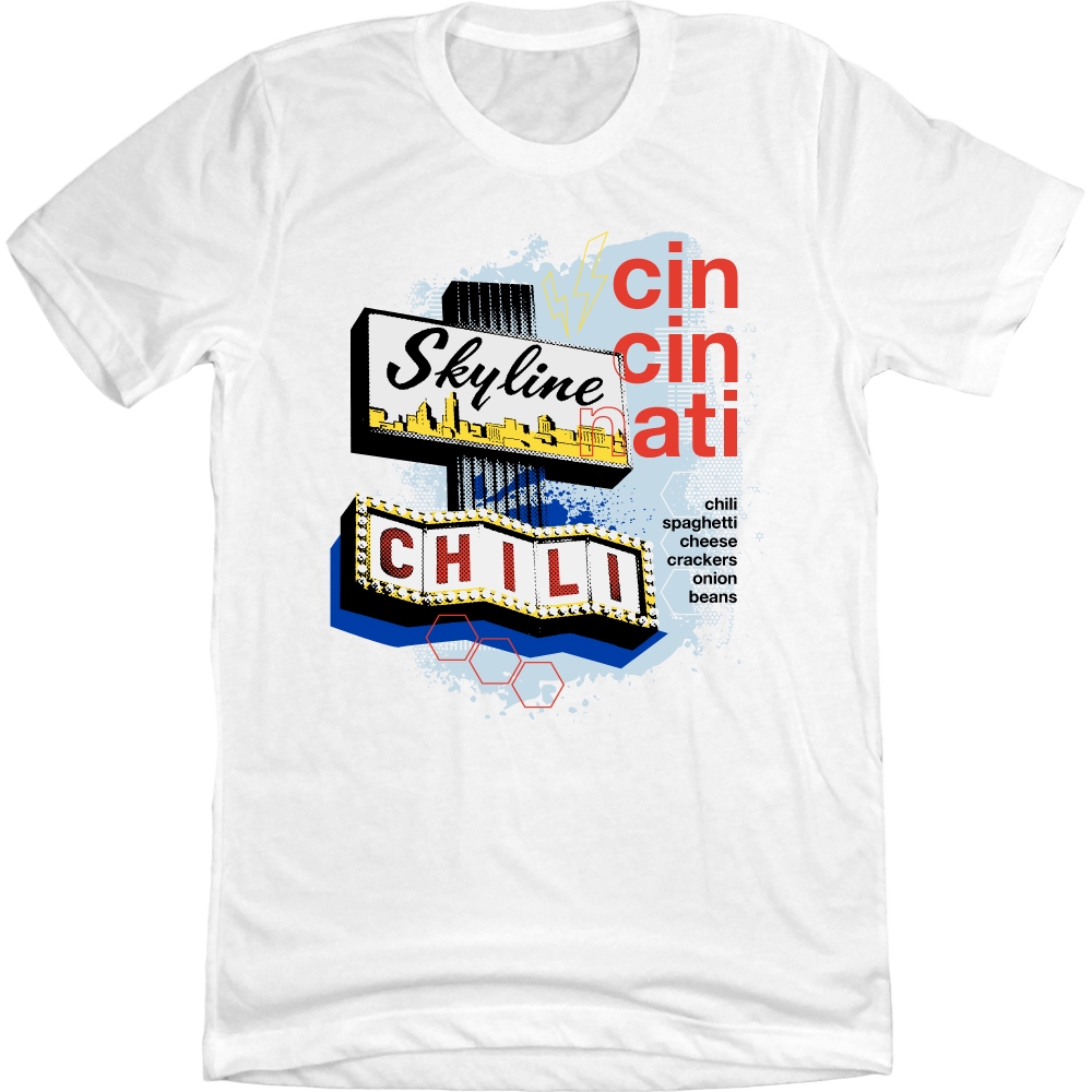 Skyline Retro Sign Cin Cin Nati White Old School Shirts