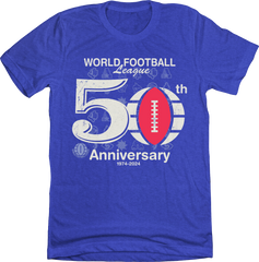 50th Anniversary World Football League blue T-shirt Old School Shirts