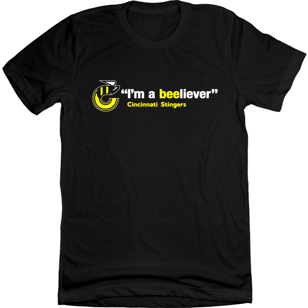 Cincinnati Stingers I'm a Beeliever T-shirt black Old School Shirts