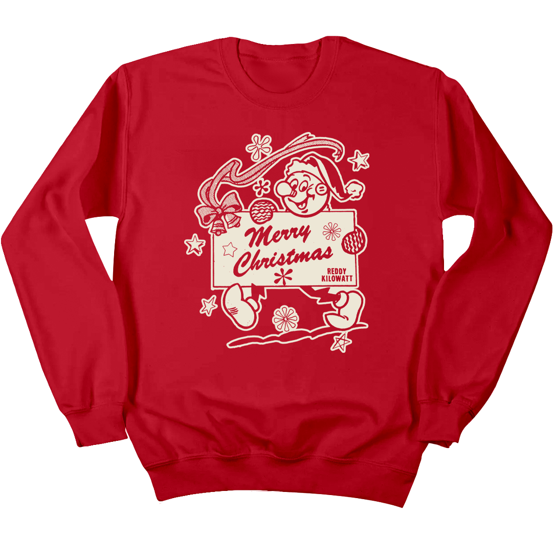 Merry Christmas - Reddy Kilowatt red crewneck Old School Shirts