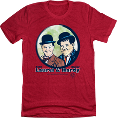Laurel & Hardy Watercolor Portrait T-shirt red Old School Shirts