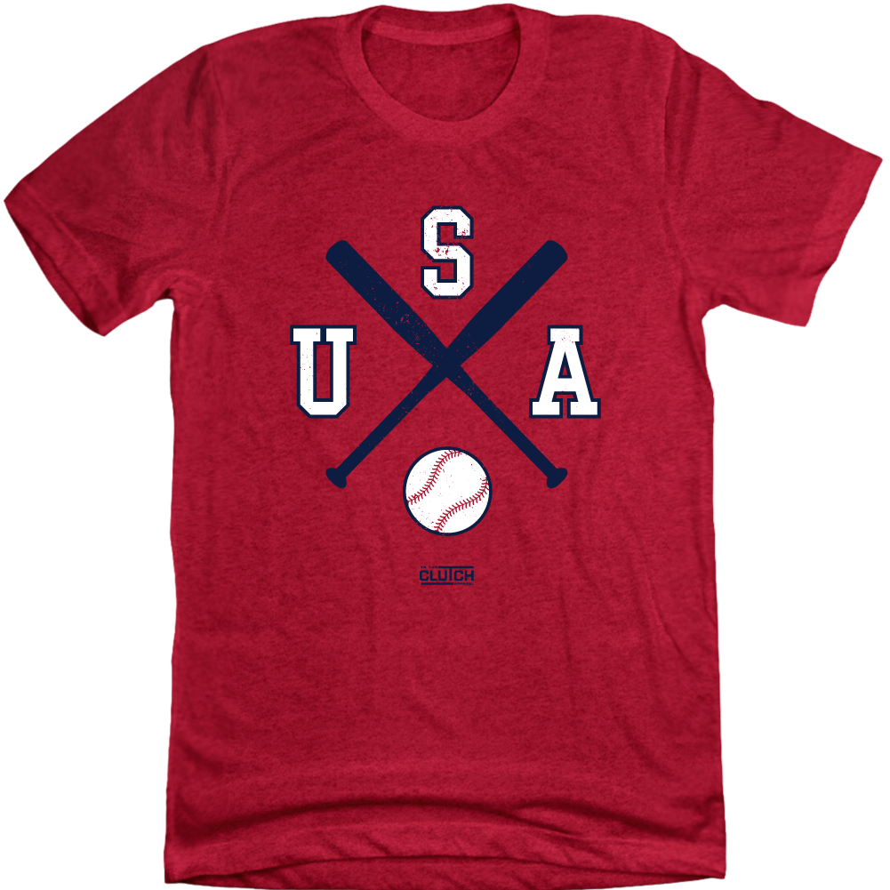 USA Baseball (Bats) T-shirt red Old School Shirts