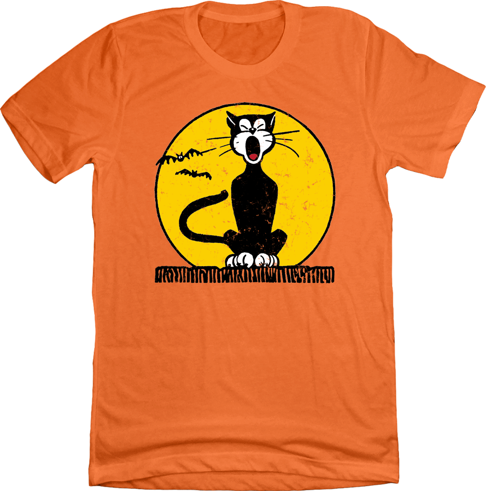 Howling Cat and Bats T-shirt orange Old School Shirts