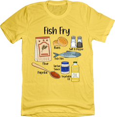 Fish Fry Ingredients Old School Shirts yellow
