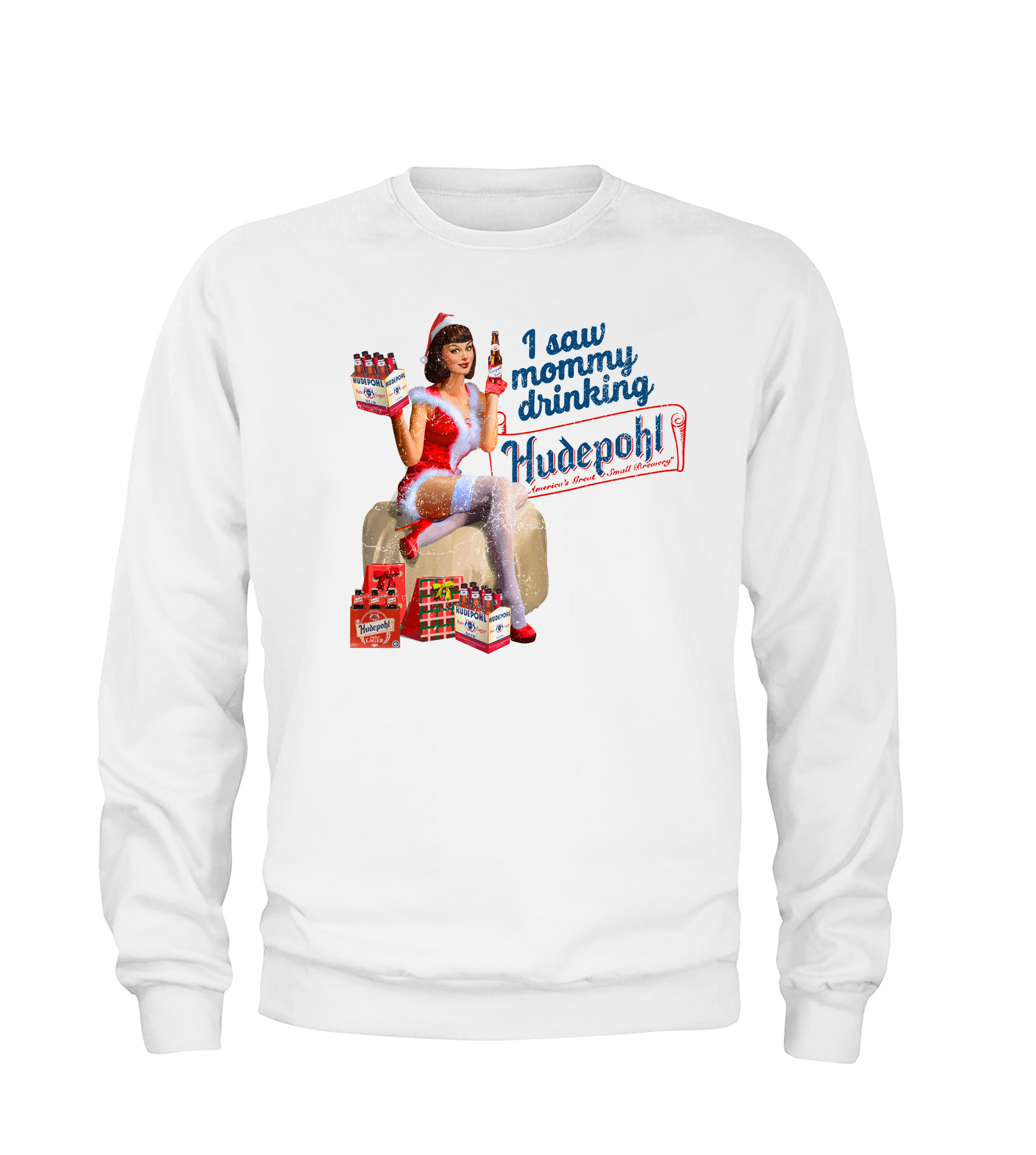 I Saw Mommy Drinking Hudepohl crewneck sweatshirt