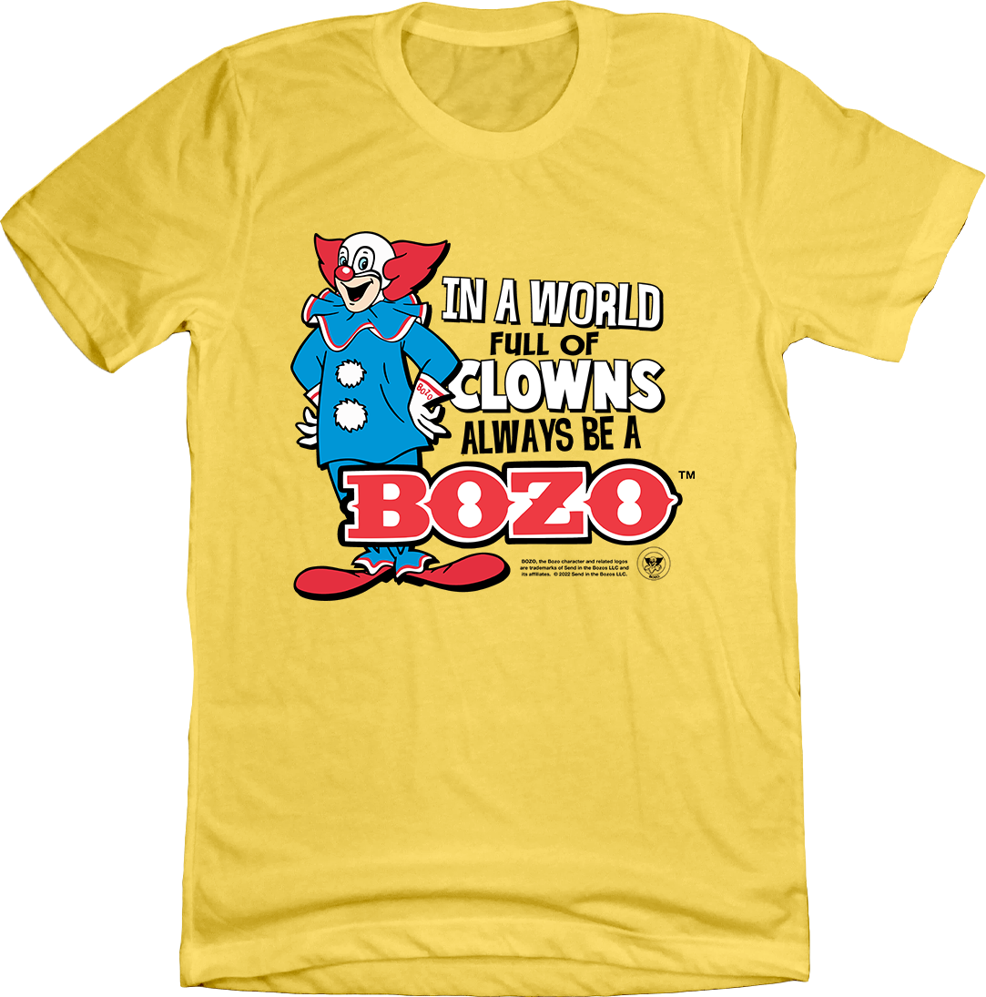 Bozo in a World Full of Clowns Yellow T-shirt Old School Shirts