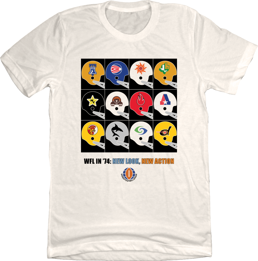 WFL 1974 Poster T-shirt Natural White Old School Shirts