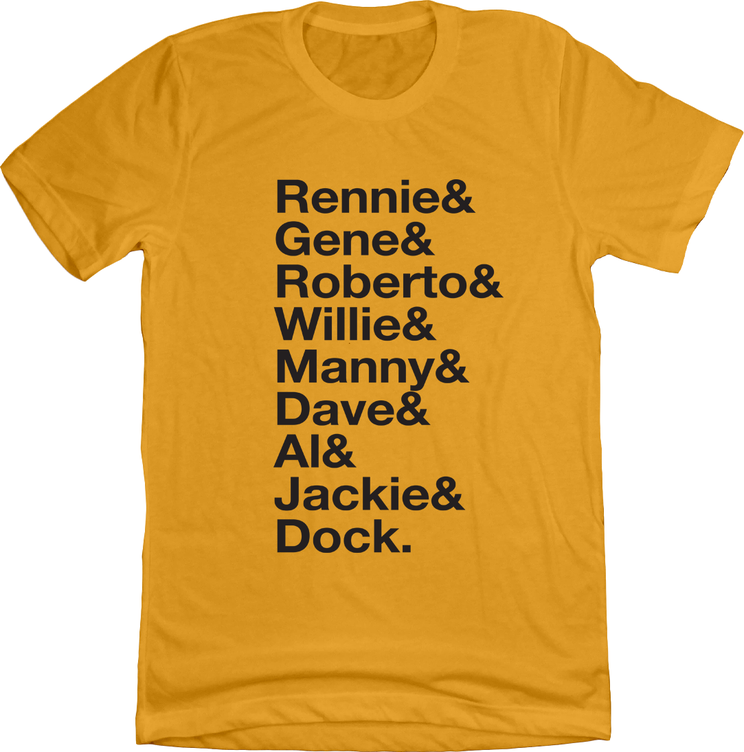Baseball Lineup 1971 Pittsburgh & gold T-shirt Old School Shirts