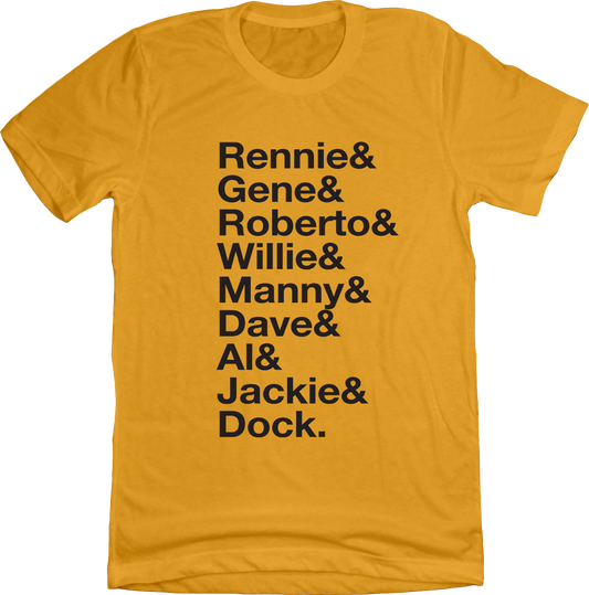 Baseball Lineup 1971 Pittsburgh & gold T-shirt Old School Shirts