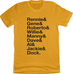 Baseball Lineup 1971 Pittsburgh & gold T-shirt Old School Shirts