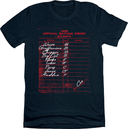 1998 Atlanta Batting Lineup Tee navy T-shirt Old School Shirts