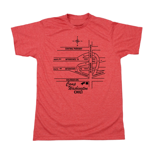 Camp Washington Chili Map Red Tee Old School Shirts