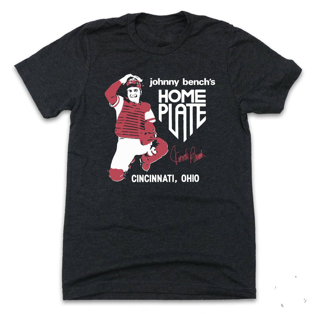 Johnny Bench Home Plate Restaurant Black T-shirt Old School Shirts