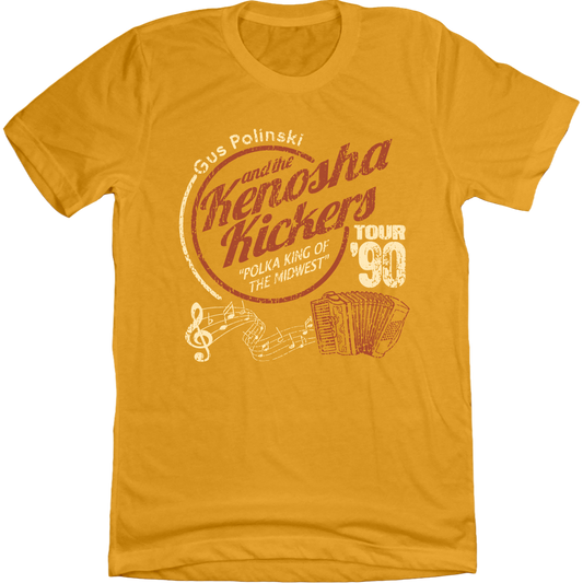 Gus Polinski and the Kenosha Kickers Gold T-shirt Old School Shirts
