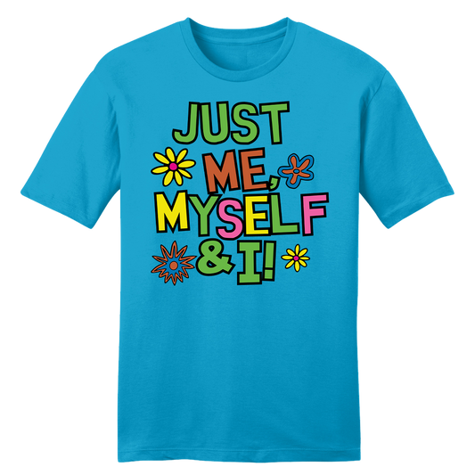 Just Me Myself and I blue T-shirt Old School Shirts
