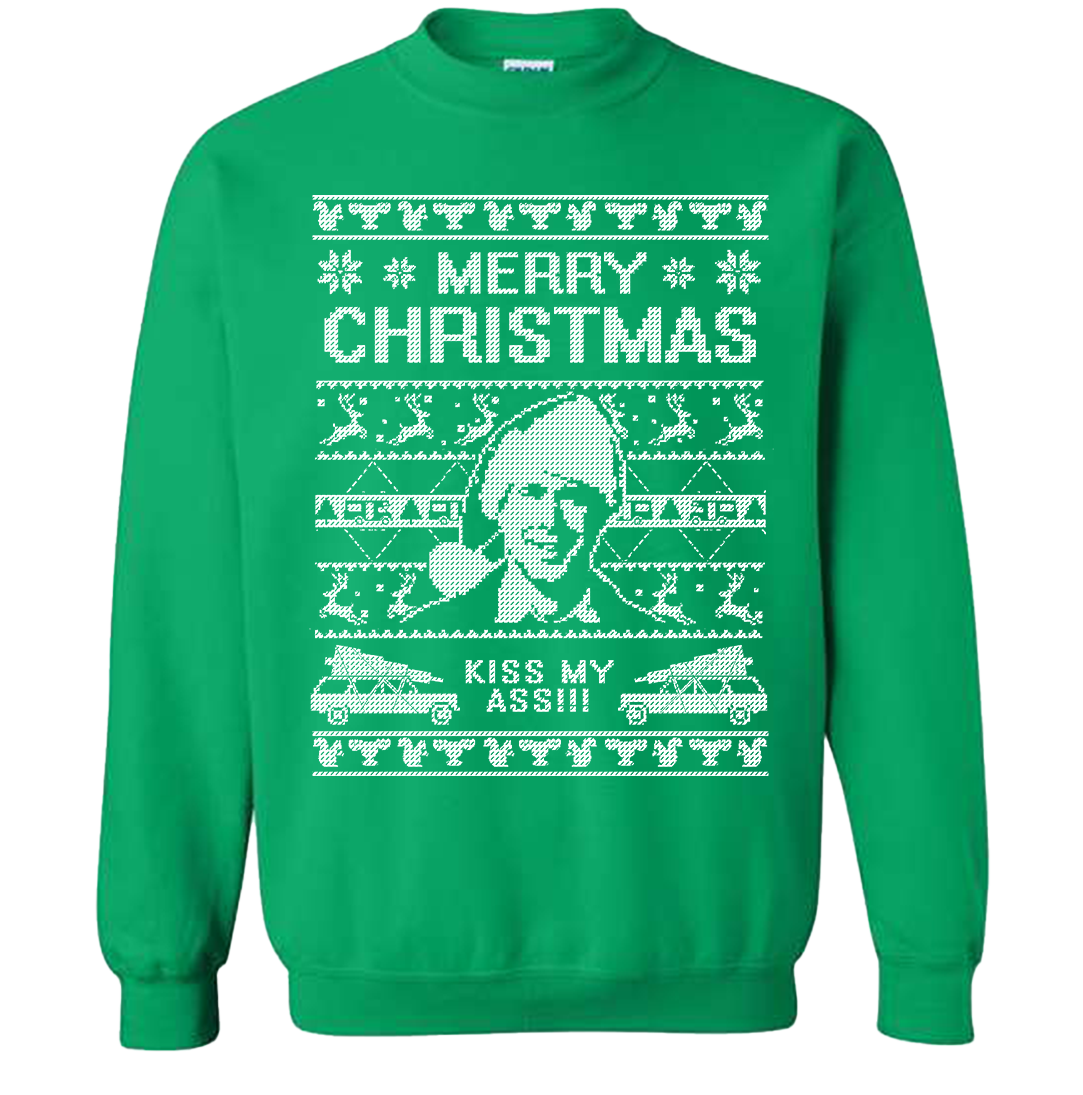 Merry Christmas, Kiss My Ass Ugly Green Sweater