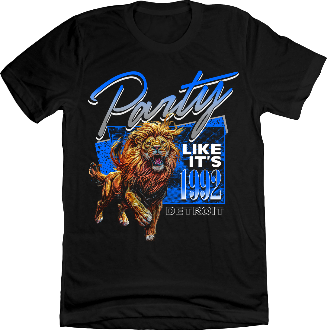 Party Like It's 1992 Detroit Football Old School Shirts Black T-shirt