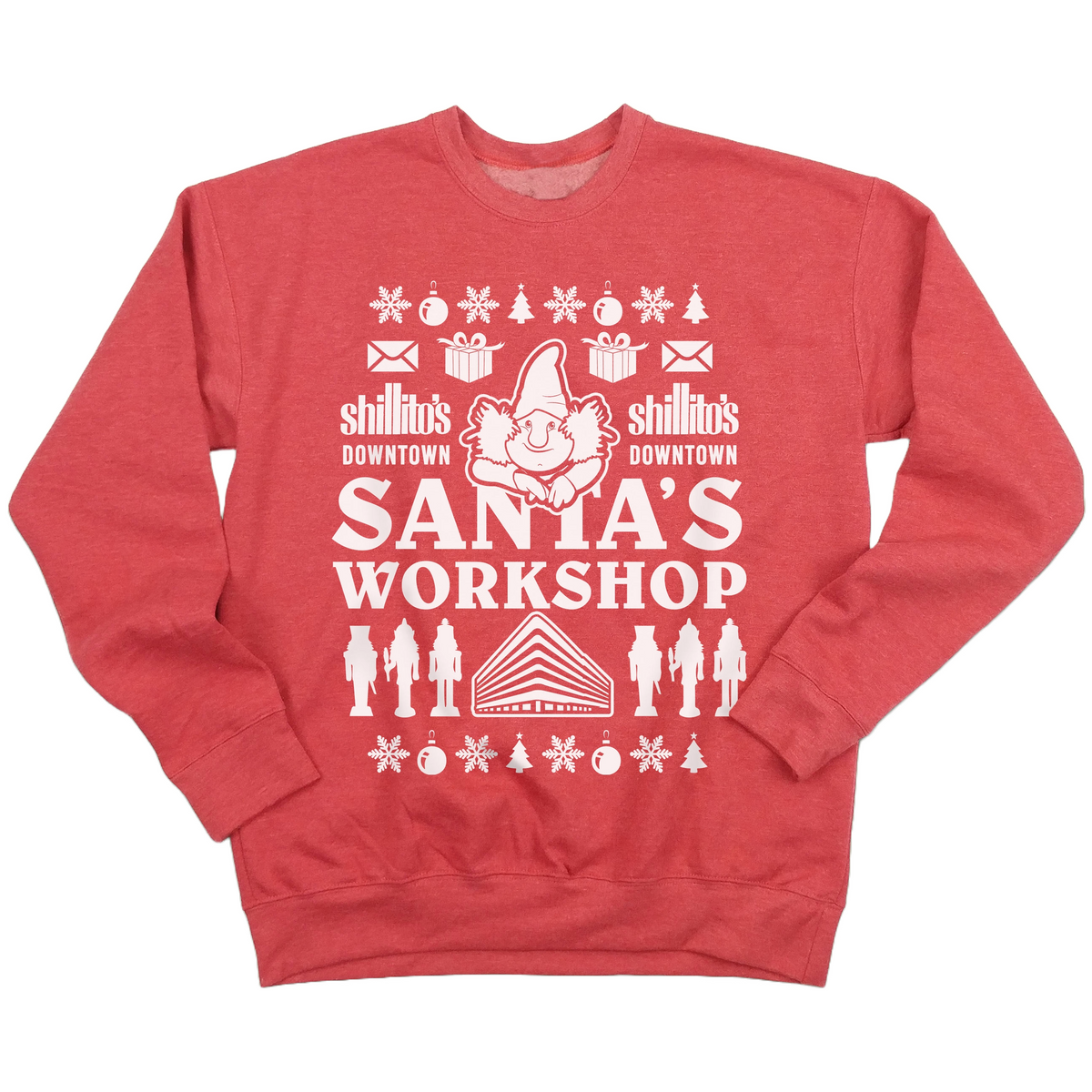 Shillito's Elf "Santa's Workshop" Ugly Christmas Sweatshirt