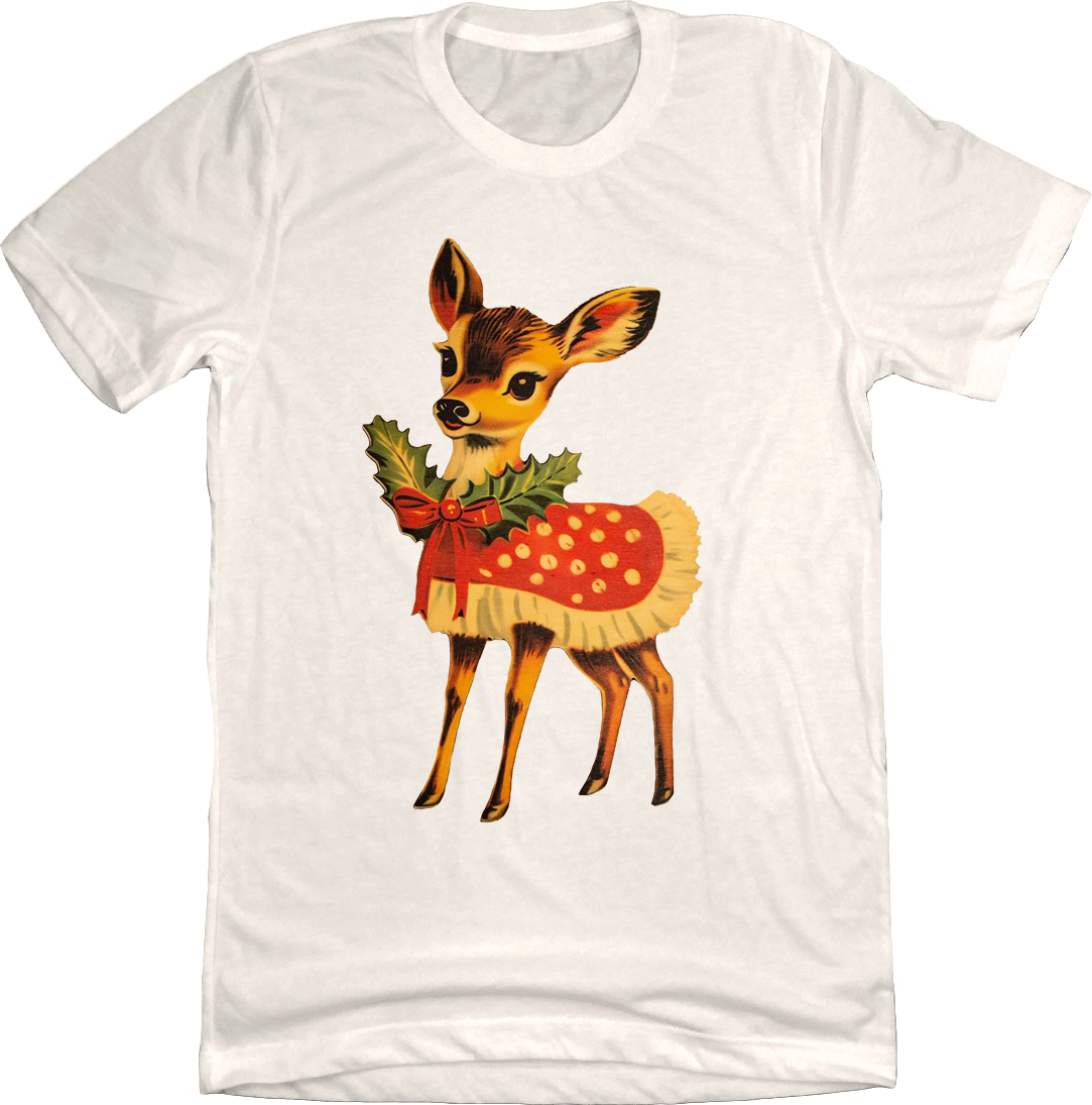 Retro Christmas Deer Natural Tee