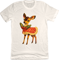 Retro Christmas Deer Natural Tee