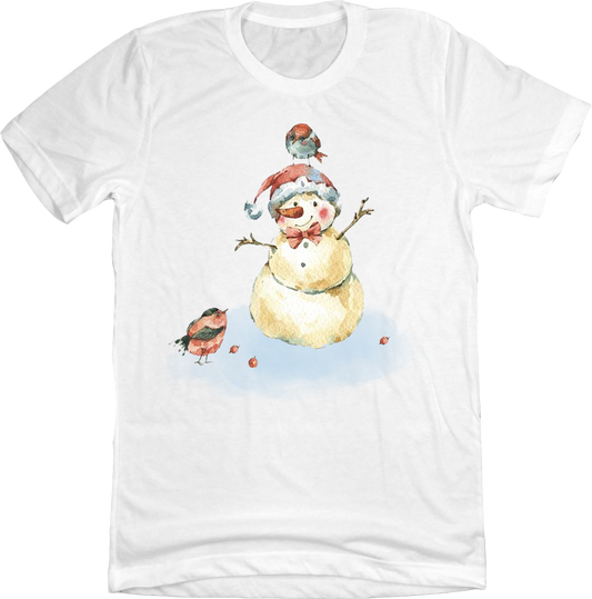 Retro Snowman With Cardinals Tee