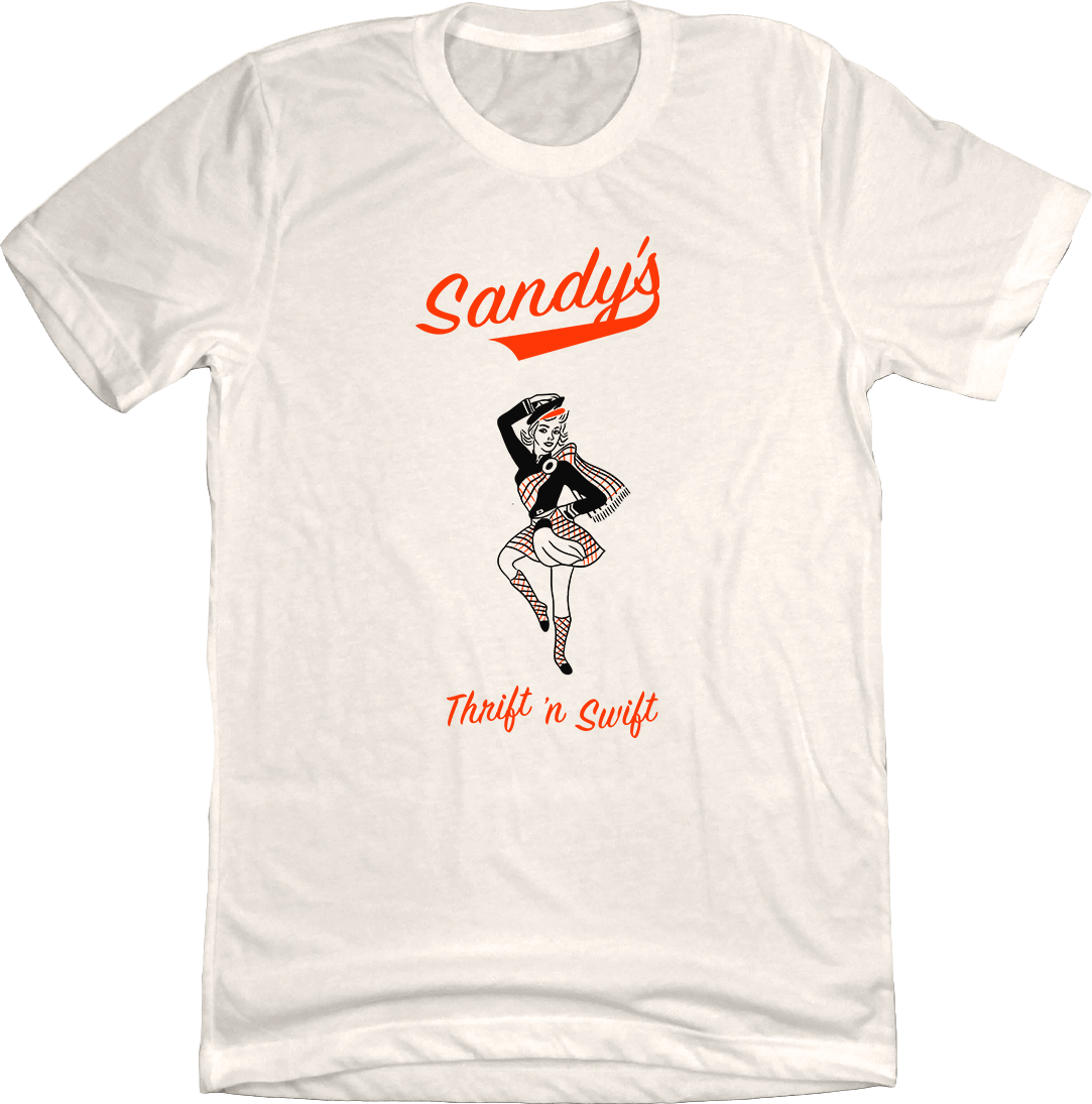 Sandy's Hamburgers Thrift & Swift Natural White T-shirt Old School Shirts