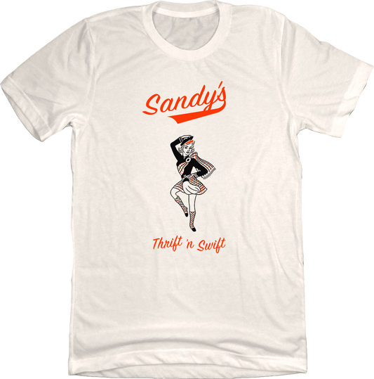 Sandy's Hamburgers Thrift & Swift Natural White T-shirt Old School Shirts