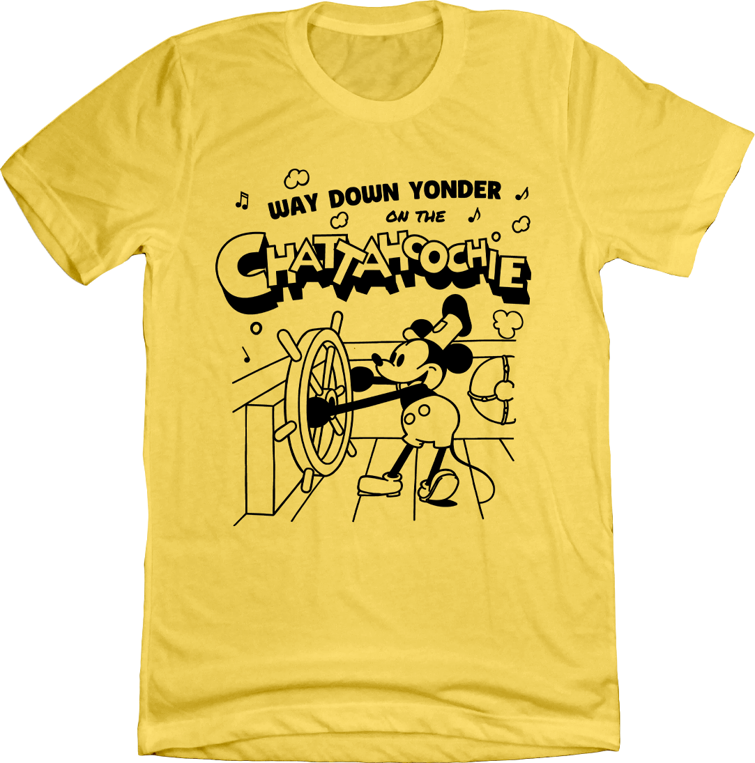 Way Down Yonder on the Chattahoochee Steamboat Willie yellow Old School Shirts