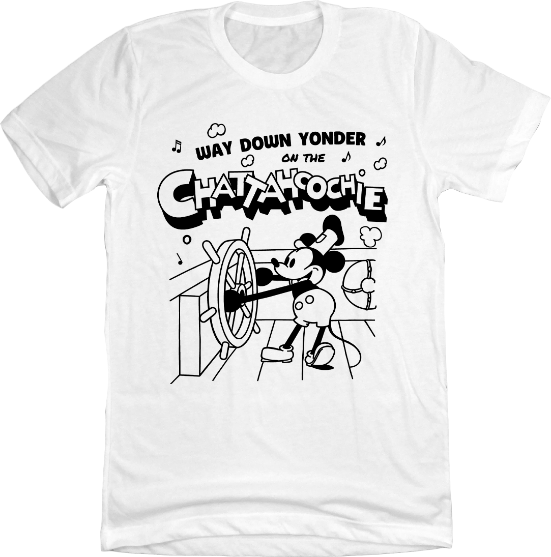 Way Down Yonder on the Chattahoochee Steamboat Willie white Old School Shirts