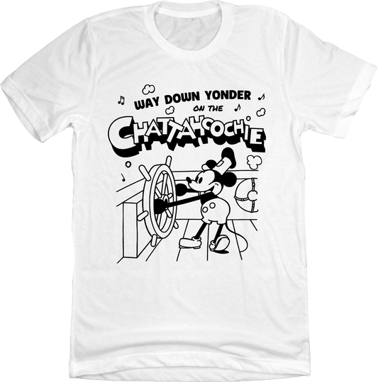 Way Down Yonder on the Chattahoochee Steamboat Willie white Old School Shirts