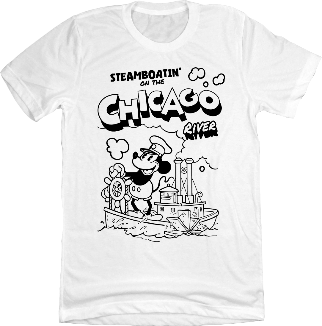 Steamboatin' on the Chicago River Steamboat Willie white Old School Shirts