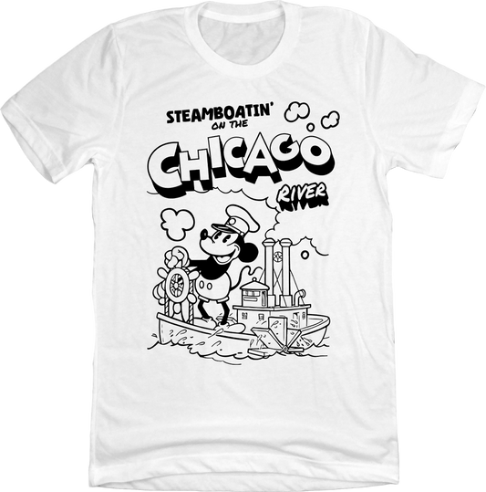 Steamboatin' on the Chicago River Steamboat Willie white Old School Shirts